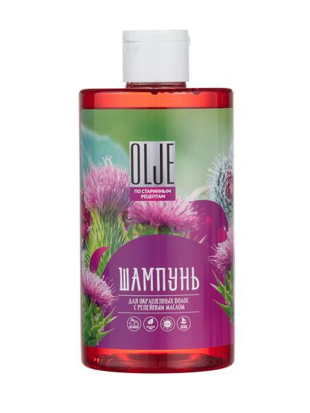 OLJE Натуральный шампунь для окрашенных волос с репейным маслом для поврежденных волос 450 мл в Новом Уренгое