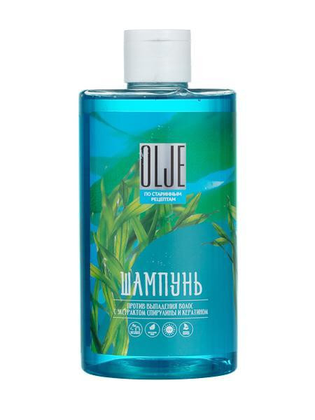 OLJE Натуральный шампунь против выпадения волос с экстрактом концентрата спирулины и кератина 450 мл в Новом Уренгое
