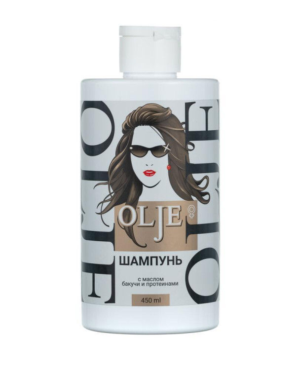 OLJE. Шампунь женский с маслом бакучи и протеинами, 450 мл в Новом Уренгое