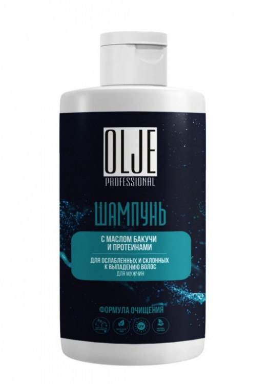 OLJE. Шампунь мужской с маслом бакучи и протеинами, 450 мл в Новом Уренгое