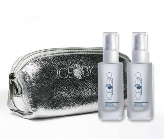 ICE BIO. Набор Сыворотка  2 шт омолаживающая для лица, шеи и зоны декольте 30мл, в косметичке в Новом Уренгое